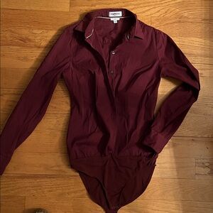 Express Essential Deep Red Slim bodysuit Shirt